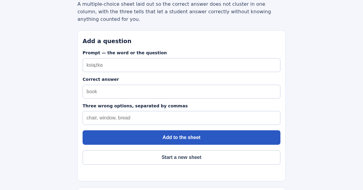 Quiz Builder: The Three Tells